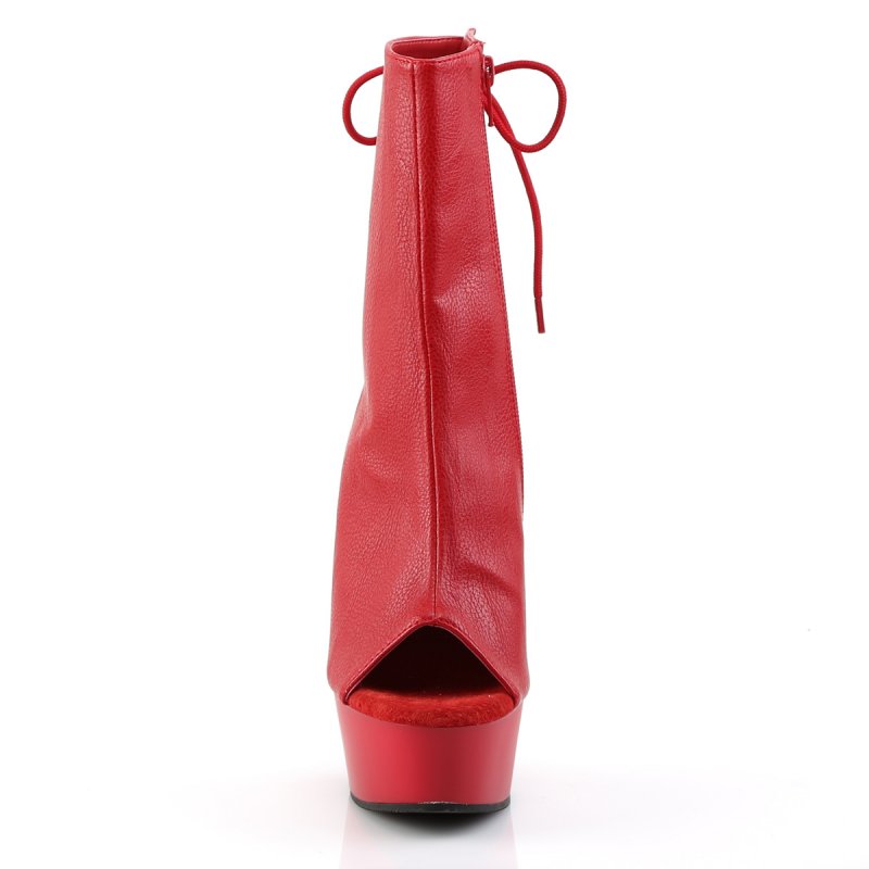 Červené matné go-go kozačky DEL1018/RPU/M | DELIGHT-1018 Pleaser - zepředu