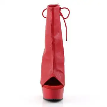 Červené matné go-go kozačky DEL1018/RPU/M | DELIGHT-1018 Pleaser - zepředu