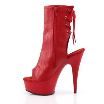 Červené matné go-go kozačky DEL1018/RPU/M | DELIGHT-1018 Pleaser - z vnitřku