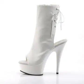 Bílé matné go-go kozačky DEL1018/W/PU | DELIGHT-1018 Pleaser - z vnitřku