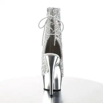 Stříbrné go-go boty s třpytkami DEL1018G/SG/SCH Pleaser | DELIGHT-1018G Pleaser - zezadu