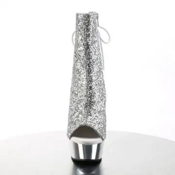 Stříbrné go-go boty s třpytkami DEL1018G/SG/SCH Pleaser | DELIGHT-1018G Pleaser - zepředu