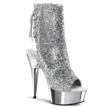 Stříbrné go-go boty s třpytkami DEL1018G/SG/SCH Pleaser | DELIGHT-1018G Pleaser