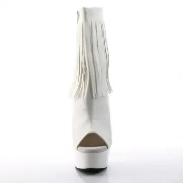 Bílé go-go kozačky s třásněmi Pleaser DEL1019/WPU/M | DELIGHT-1019 Pleaser - zepředu