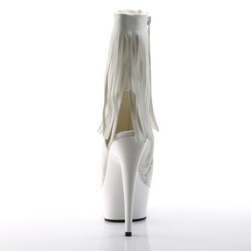 Bílé go-go kozačky s třásněmi Pleaser DEL1019/WPU/M | DELIGHT-1019 Pleaser - zezadu Bílé go-go kozačky s třásněmi Pleaser DEL1019/WPU/M | DELIGHT-1019 Pleaser - zezadu