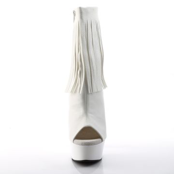 Bílé go-go kozačky s třásněmi Pleaser DEL1019/WPU/M | DELIGHT-1019 Pleaser - zepředu Bílé go-go kozačky s třásněmi Pleaser DEL1019/WPU/M | DELIGHT-1019 Pleaser - zepředu