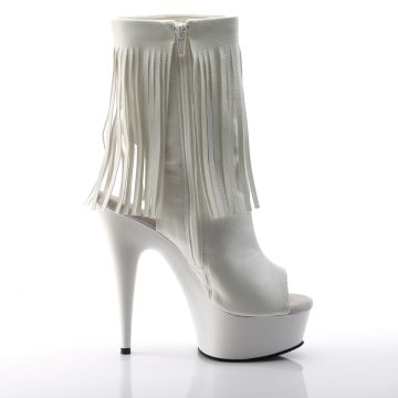 Bílé go-go kozačky s třásněmi Pleaser DEL1019/WPU/M | DELIGHT-1019 Pleaser - z vnějšku Bílé go-go kozačky s třásněmi Pleaser DEL1019/WPU/M | DELIGHT-1019 Pleaser - z vnějšku
