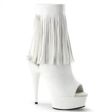 Bílé go-go kozačky s třásněmi Pleaser DEL1019/WPU/M | DELIGHT-1019 Pleaser