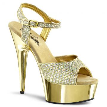 DELIGHT-609G | Zlaté sandály na podpatku a platformě DEL609G/G/M Pleaser