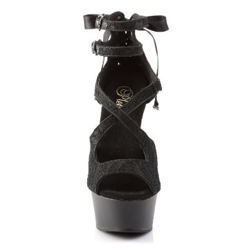 DELIGHT-678LC/BSA/M Černé páskové sexy boty Pleaser - zepředu