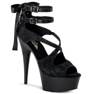 DELIGHT-678LC/BSA/M Černé páskové sexy boty Pleaser