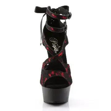 Černo-červené páskové sexy boty Pleaser DEL678LC/RSA/B | DELIGHT-678LC Pleaser - zepředu