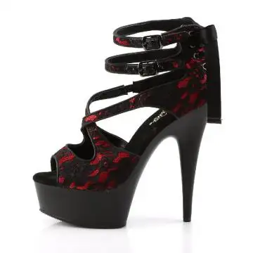 Černo-červené páskové sexy boty Pleaser DEL678LC/RSA/B | DELIGHT-678LC Pleaser - z vnitřku