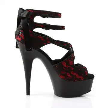 Černo-červené páskové sexy boty Pleaser DEL678LC/RSA/B | DELIGHT-678LC Pleaser - z vnějšku