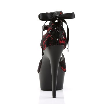 Černo-červené páskové sexy boty Pleaser DEL678LC/RSA/B | DELIGHT-678LC Pleaser - zezadu Černo-červené páskové sexy boty Pleaser DEL678LC/RSA/B | DELIGHT-678LC Pleaser - zezadu