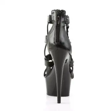 Černé páskové sexy boty na podpatku Pleaser DEL682/BPU/M | DELIGHT-682 Pleaser - zezadu