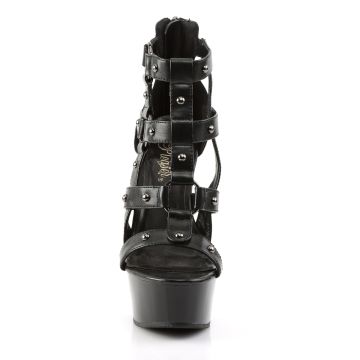 Černé páskové sexy boty na podpatku Pleaser DEL682/BPU/M | DELIGHT-682 - zepředu
