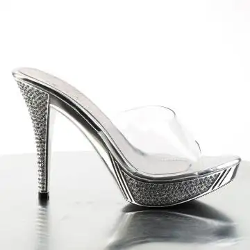 Luxusní stříbrné pantofle ELEG401/C/SCH na pozing a soutěže NPC | ELEGANT-401 Fabulicious - z vnějšku