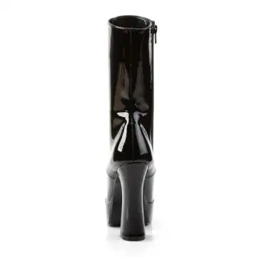 Černé kotníčkové kozačky na širokém podpatku ELE1020/B | ELECTRA-1020 Pleaser - zezadu