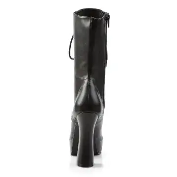Černé matné kozačky na širokém podpatku ELE1020/B/PU | ELECTRA-1020 Pleaser - zezadu