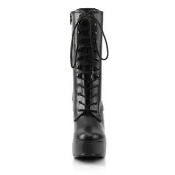 Černé matné kozačky na širokém podpatku ELE1020/B/PU | ELECTRA-1020 Pleaser - zepředu