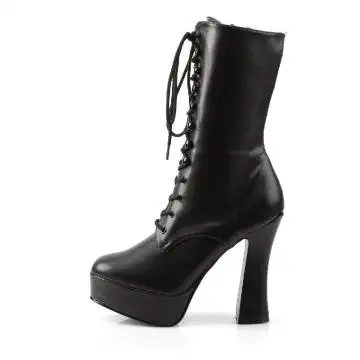 Černé matné kozačky na širokém podpatku ELE1020/B/PU | ELECTRA-1020 Pleaser - z vnitřku