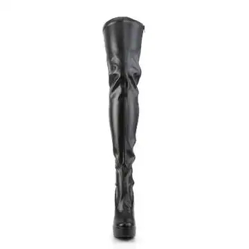 Černé matné kozačky na stehna ELE3000Z/B/PU | ELECTRA-3000Z Pleaser - zepředu