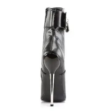 Černé matné fetiš boty na kovovém podpatku DAG1023/B/PU | DAGGER-1023 Devious - zezadu