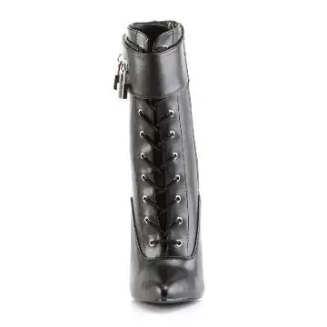 Černé matné fetiš boty na kovovém podpatku DAG1023/B/PU | DAGGER-1023 Devious - zepředu