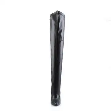 Černé matné fetiš kozačky na stehna DAG3060/B/PU | DAGGER-3060 Devious - zepředu