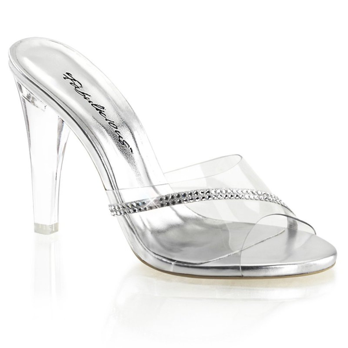 Průhledné pantofle na podpatku CLE401R/C | CLEARLY-401R Fabulicious