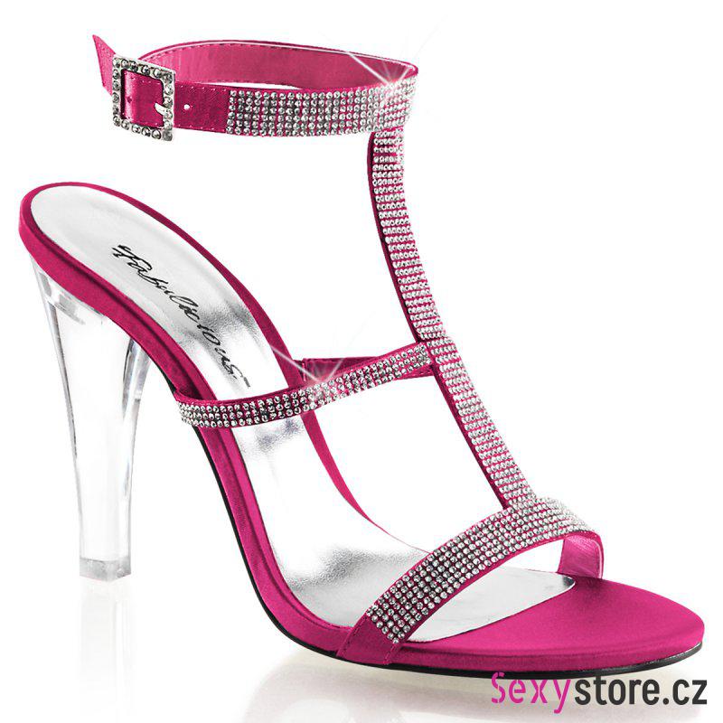 Luxusní sandály CLEARLY-418/FSSA průhledné/tmavě růžové