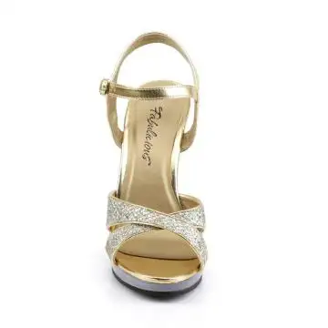 Zlaté společenské sandálky na podpatku FLA419G/G/C | FLAIR-419(G) Fabulicious - zepředu