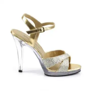 Zlaté společenské sandálky na podpatku FLA419G/G/C | FLAIR-419(G) Fabulicious - z vnějšku