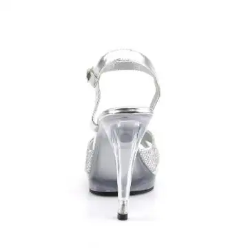 Stříbrné společenské sandálky na podpatku FLA419G/S/C | FLAIR-419(G) Fabulicious - zezadu