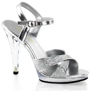 Stříbrné společenské sandálky na podpatku FLA419G/S/C | FLAIR-419(G) Fabulicious
