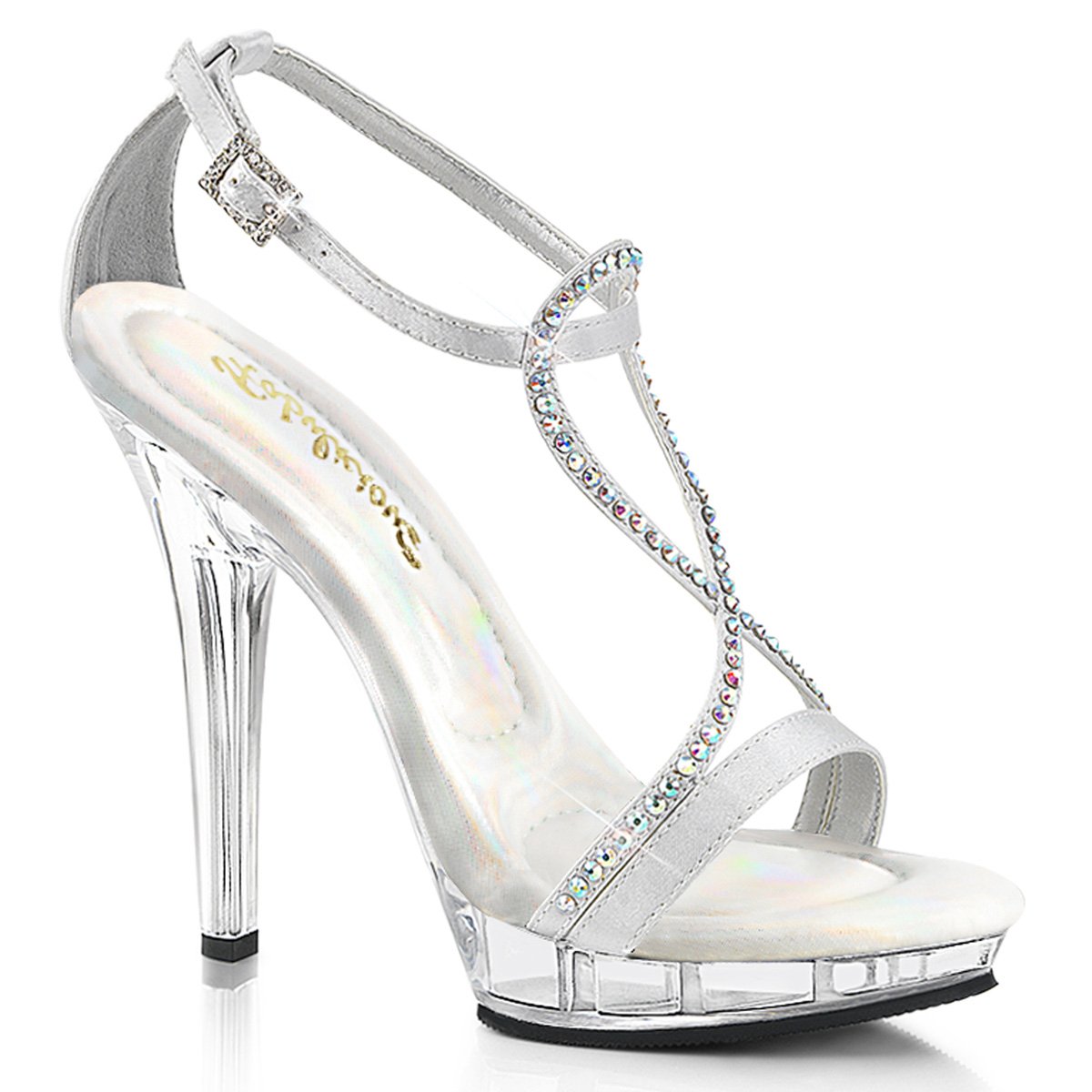 LIP-156/SSA/C Stříbrné společenské sandály Pleaser | LIP-156 Fabulicious