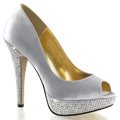 Luxusní stříbrná svatební obuv na podpatku a platformě LOLITA-02/SSA