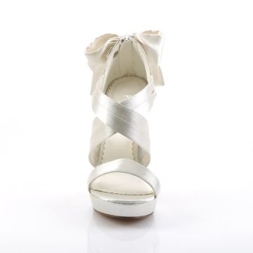 Bílé svatební sandálky na podpatku LUMINA29/IVSA | LUMINA-29 Fabulicious - zepředu