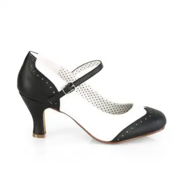 Černobílé retro lodičky FLAP25/B-WPU Pin Up Couture | FLAPPER-25 Pin Up Couture - z vnějšku