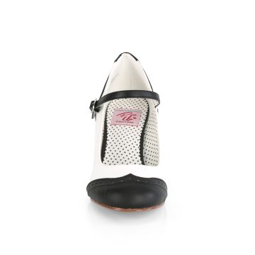 Černobílé retro lodičky FLAP25/B-WPU Pin Up Couture | FLAPPER-25 - zepředu