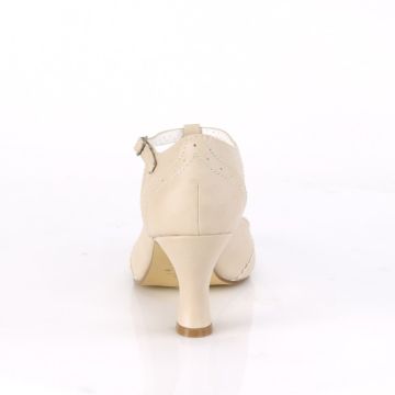 Krémové retro lodičky na podpatku FLAP26/CRPU | FLAPPER-26 Pin Up Couture - zezadu