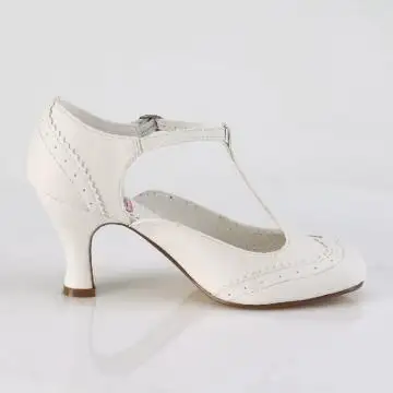 Bílé retro lodičky na svatbu FLAP26/WPU | FLAPPER-26 Pin Up Couture - z vnějšku