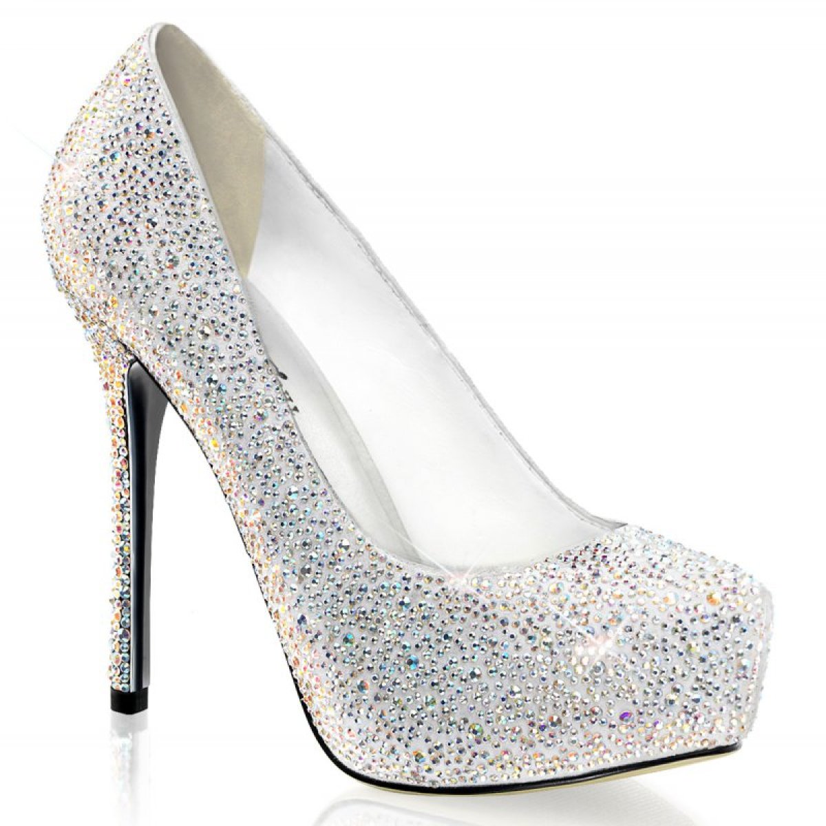 Bílé luxusní lodičky na podpatku PTG20/WS | PRESTIGE-20 Pleaser Day & Night