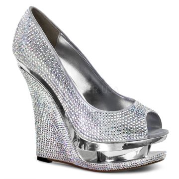 RAZZLE-660RS/SSA Stříbrné lodičky na klínku | RAZZLE-660RS Pleaser RAZZLE-660RS/SSA Stříbrné lodičky na klínku | RAZZLE-660RS Pleaser