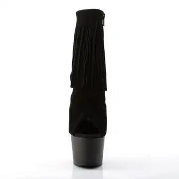 Černé go-go boty s třásněmi Pleaser ADO1019/BSUE/M | ADORE-1019 Pleaser - zepředu