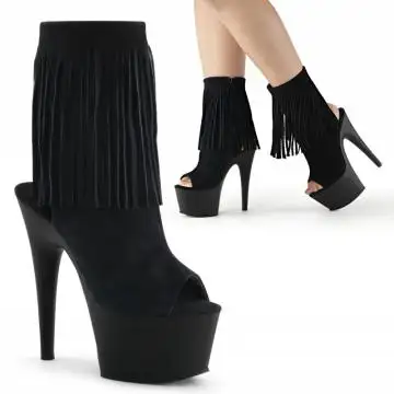 Černé go-go boty s třásněmi Pleaser ADO1019/BSUE/M | ADORE-1019 Pleaser