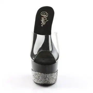 Černé sexy pantofle na podpatku a platformě ADO701-3/C/B-PW | ADORE-701-3 Pleaser - zepředu
