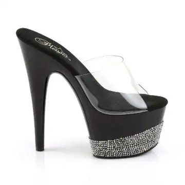 Černé sexy pantofle na podpatku a platformě ADO701-3/C/B-PW | ADORE-701-3 Pleaser - z vnějšku