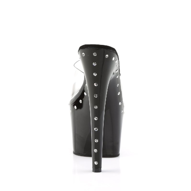 Černé sexy pantofle na vysokém podpatku ADO701LS/C/B | ADORE-701LS Pleaser - zezadu